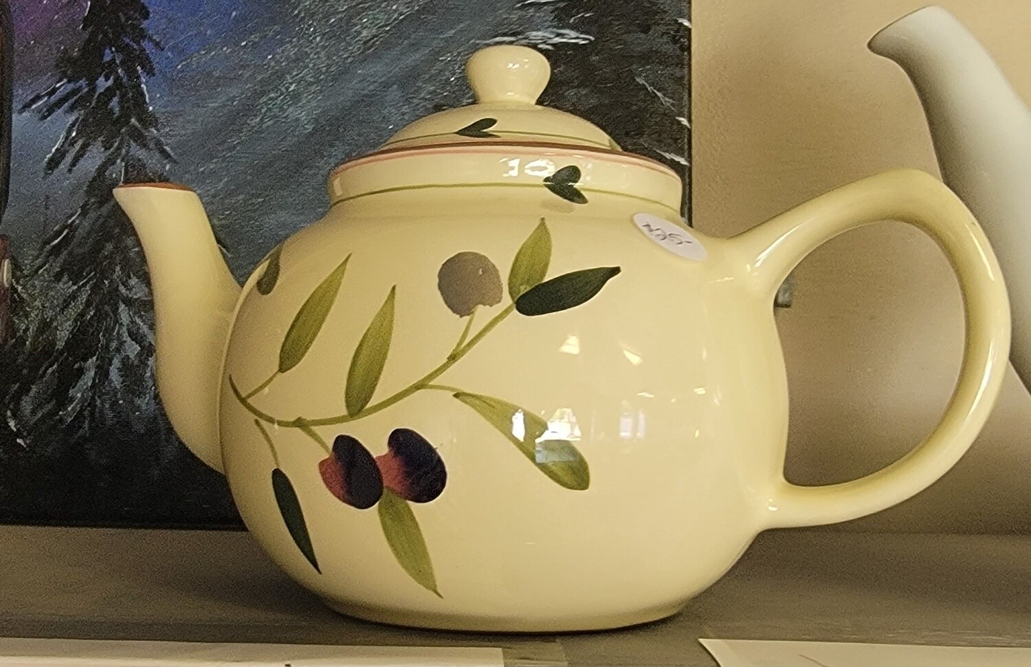 Cream Color w/Cherries Tea Pot