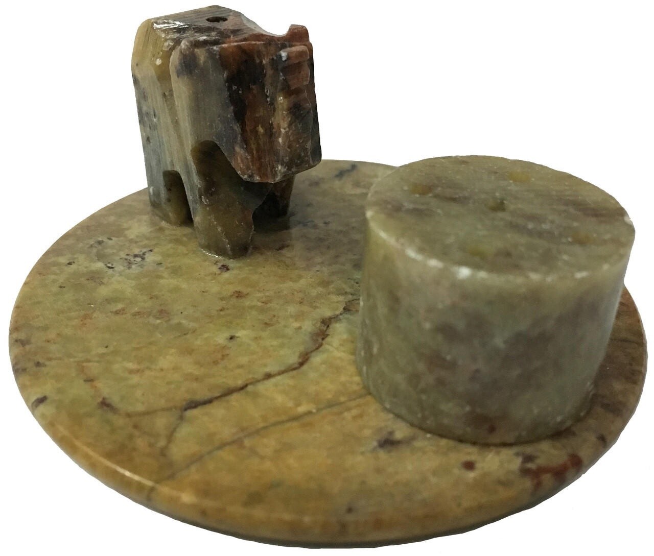 Stone Round Incense Burner Elephant 3&quot;