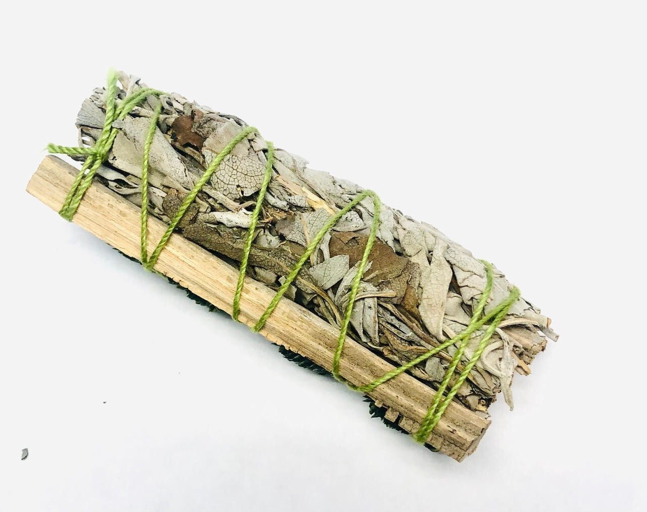 White sage smudge with Green Phalaris+ Palo De Lentisco 4&quot;