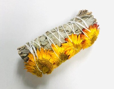 White sage smudge with sunflower 4&quot;