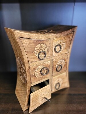 Wooden Storage Almirah - Curved Pentacle
