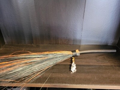 Wicca Besom - Brown/Black - Owl w/Tiger Eye