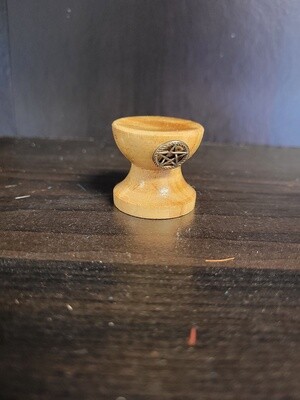 Wood Sphere Stand w/Pentacle - Cauldron