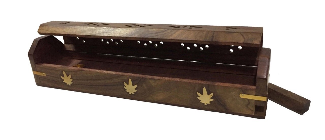Wooden Coffin Box, Design: Cannabis