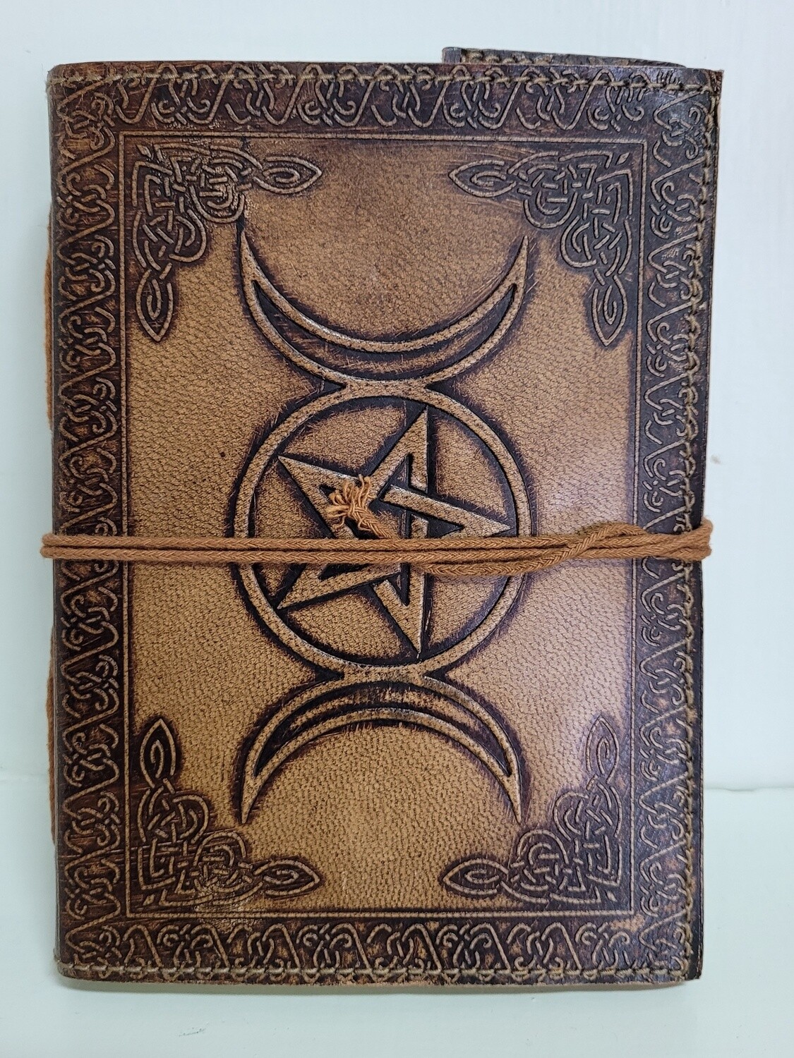 Leather Journal with Strap - Pentacle Moon