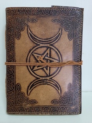 Leather Journal with Strap - Pentacle Moon
