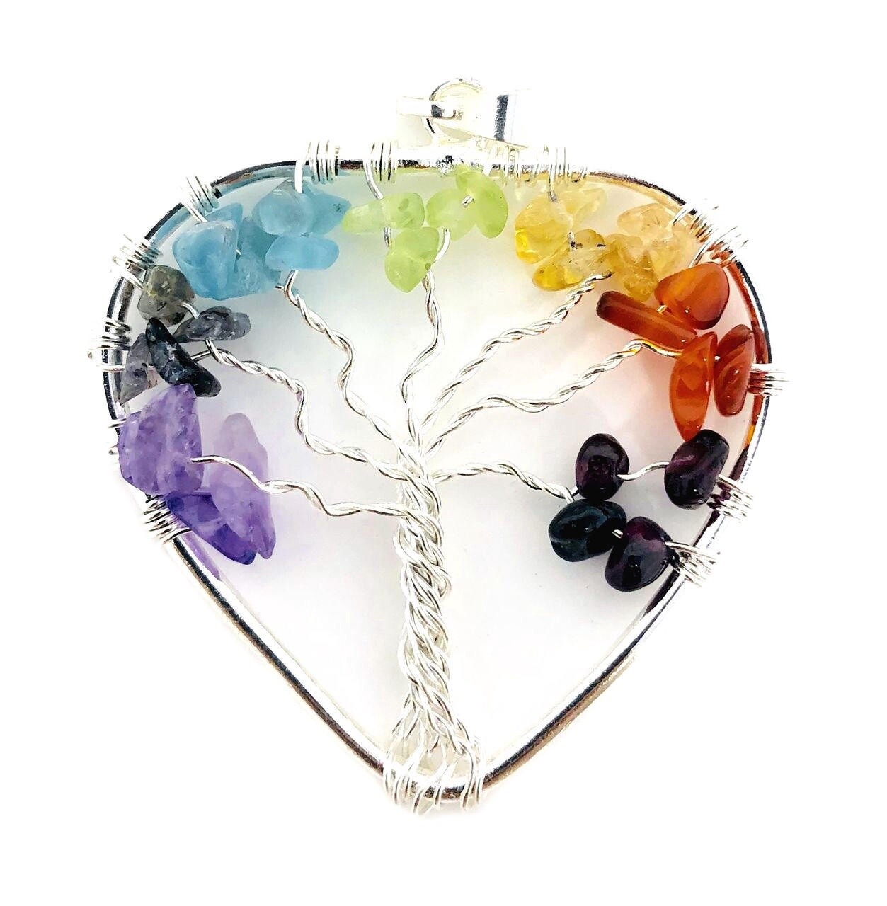 7 Chakra Tree of Life Heart Pendant