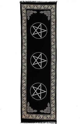 Altar Cloth, Design: 3 Pentacles Black