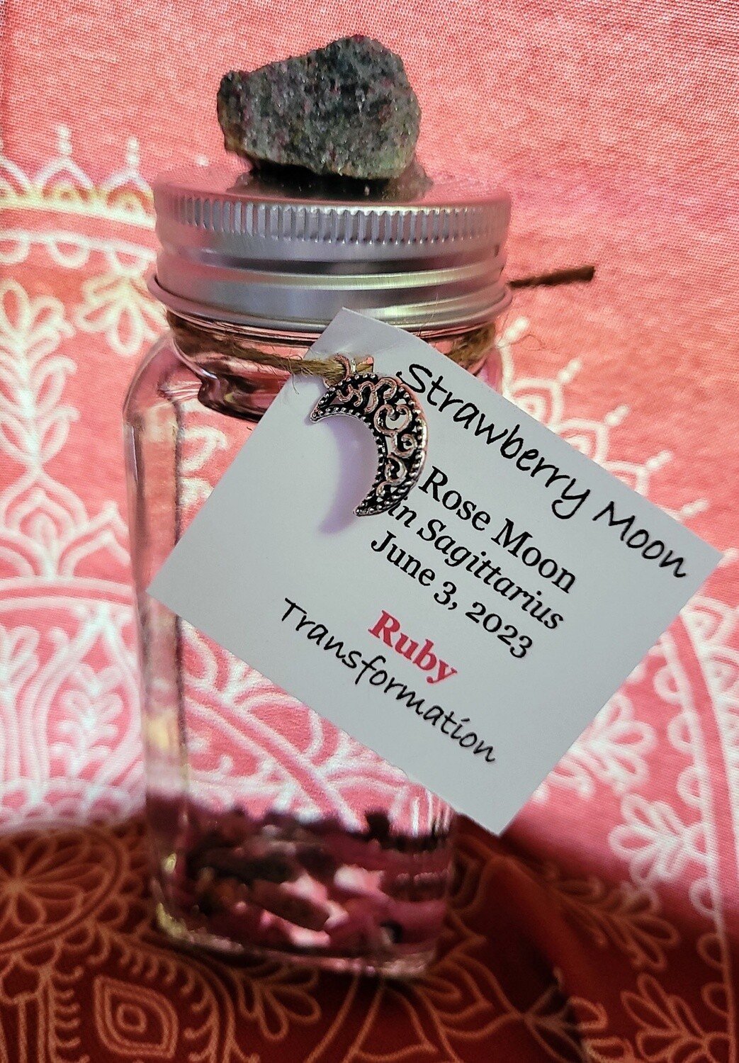 Moon Water- Strawberry Moon with Ruby - 06/03/2023 - Transformation