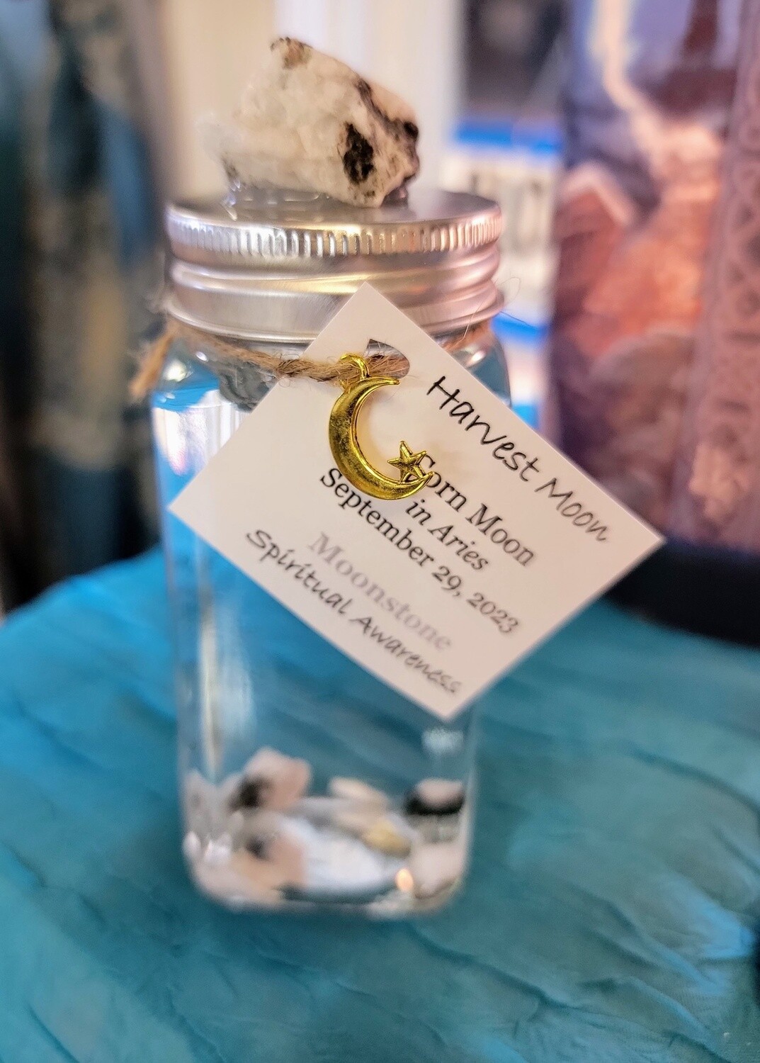 Moon Water - Harvest Moon with Moonstone - Spritual Awareness  - 9/29/23
