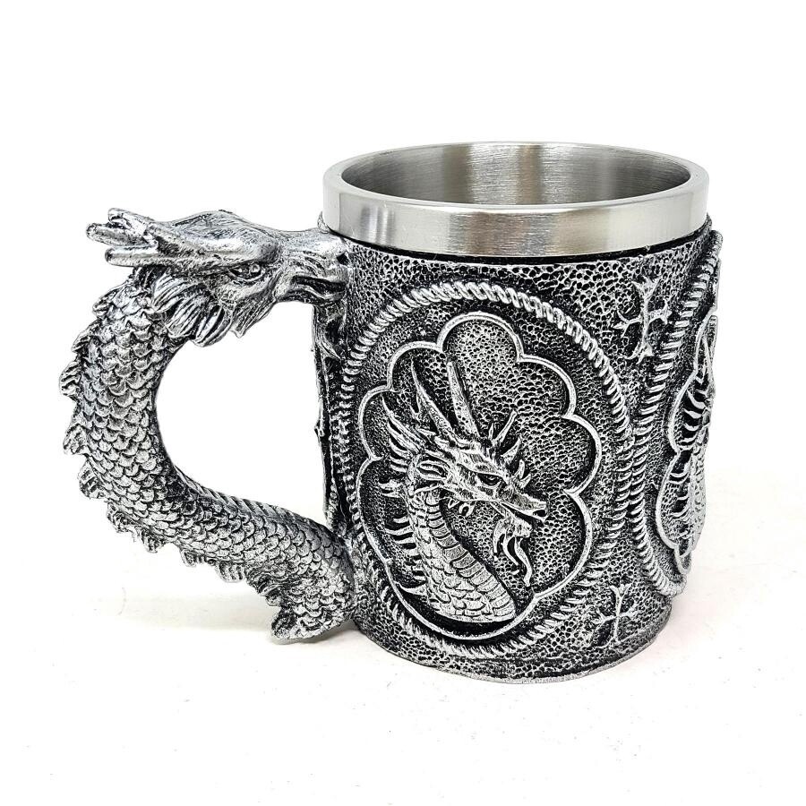 Mug - 12 oz w/Stainless Steel, Type: Medieval Dragon