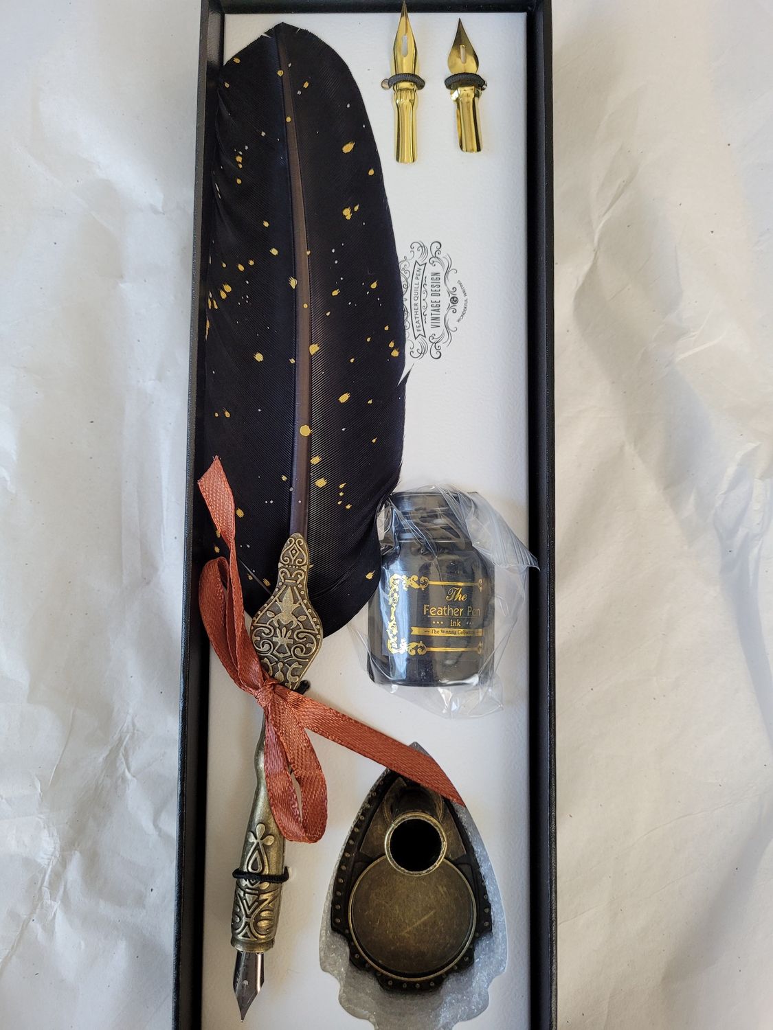 Feather Quill Pen and Ink Set, Design: Black