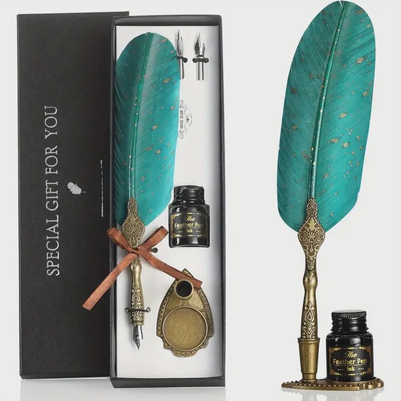 Feather Quill Pen and Ink Set