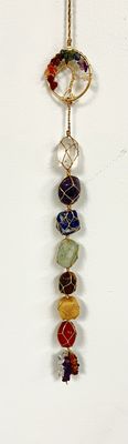 7 Chakra tumbled stone hanging with Tree Of Life