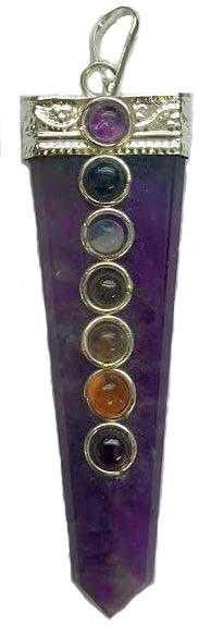 7 Chakra Flat Pendant, Color: Amethyst
