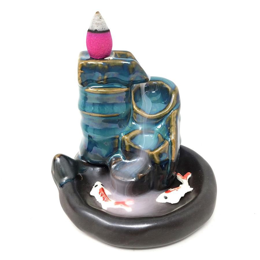 Waterfall Koi Backflow Burner #1 (w/free incense cones)