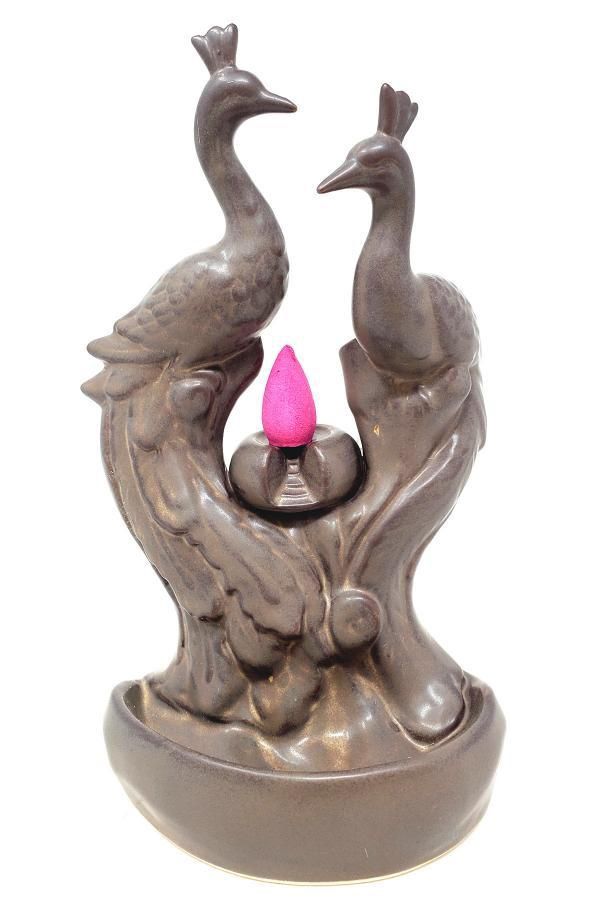 Peacock Backflow Cone Burner (w/free incense cones)
