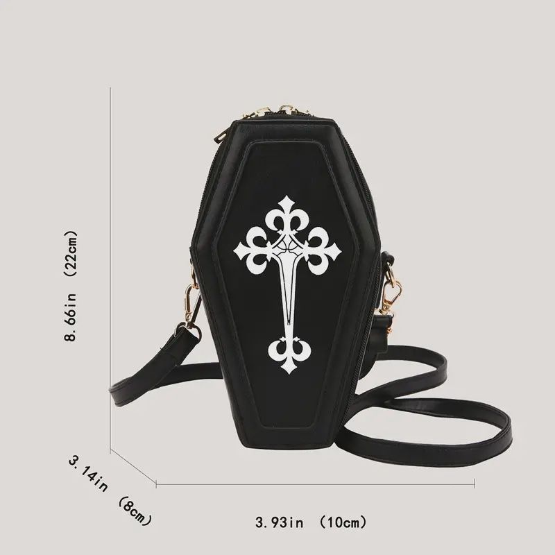 Coffin Crossbody Purse, Color: Black
