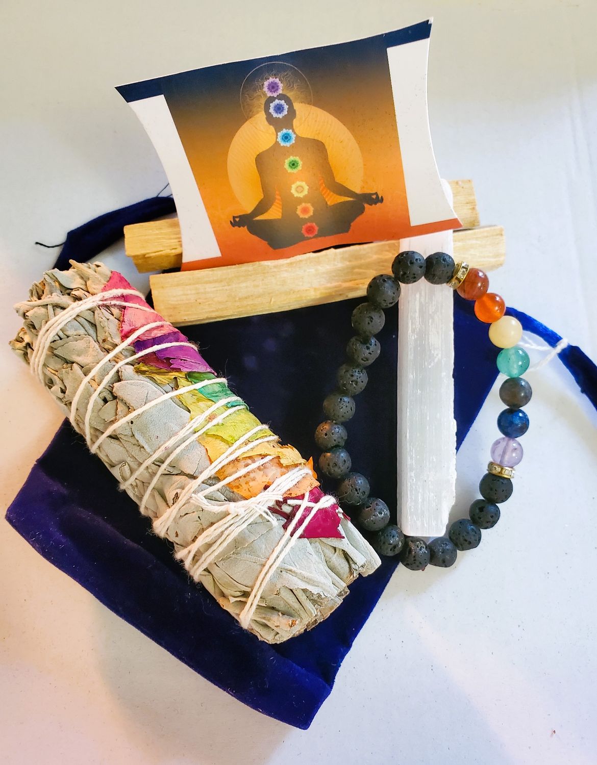 Sage, Palo Santo, Selenite bag