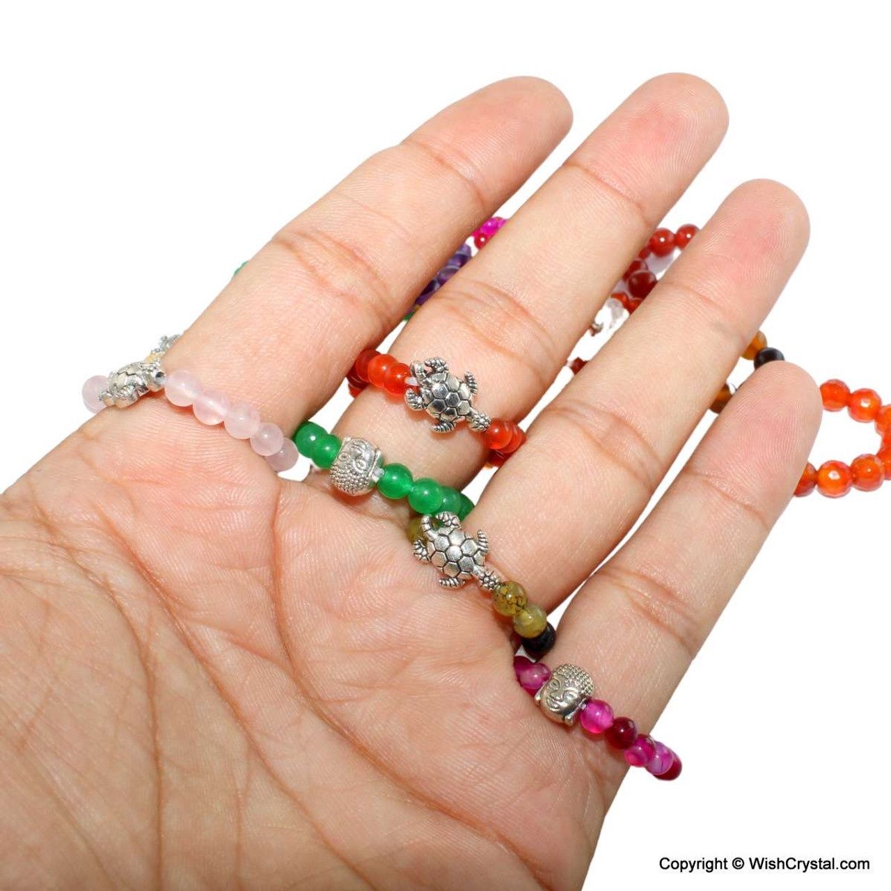 Gemstone bead ring with tiny metal charms - Mixed