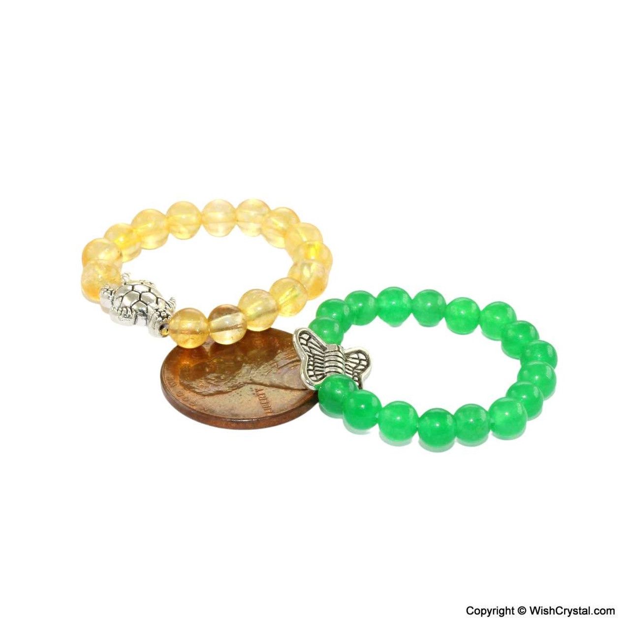 Gemstone bead ring with tiny metal charms - Mixed