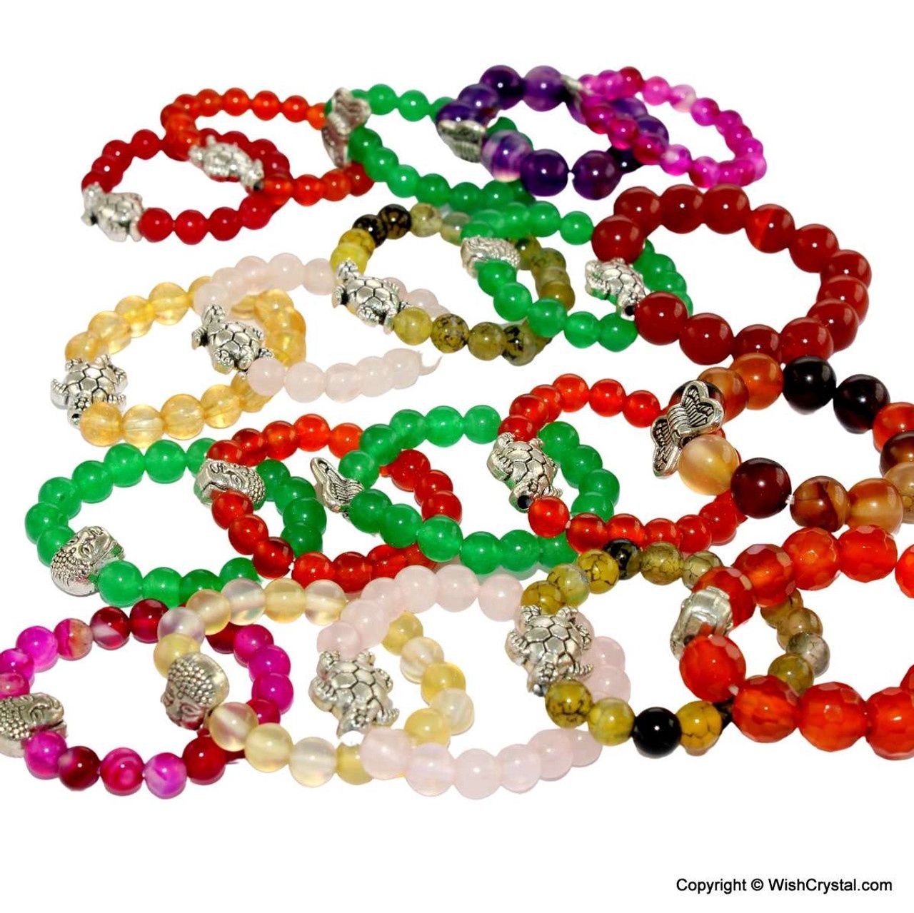 Gemstone bead ring with tiny metal charms - Mixed