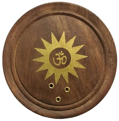 Dark Wood Round Incense / Cone Burners Gold Prints