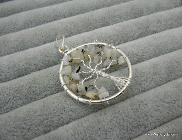 Tree of Life Pendant - Rainbow Moonstone