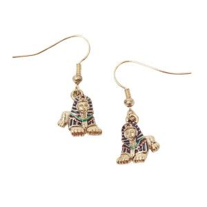 Sphinx Dangle Earrings - Gold tone