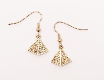 Pyramid Dangle Earrings - Gold tone