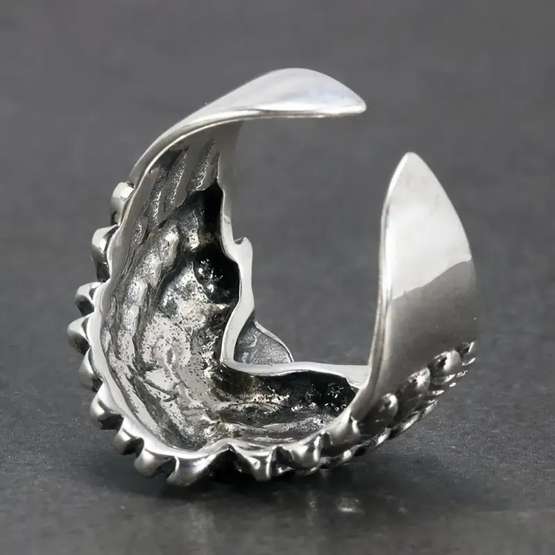 Men's Eagle Eye Ring - Open Band - Silver Tone