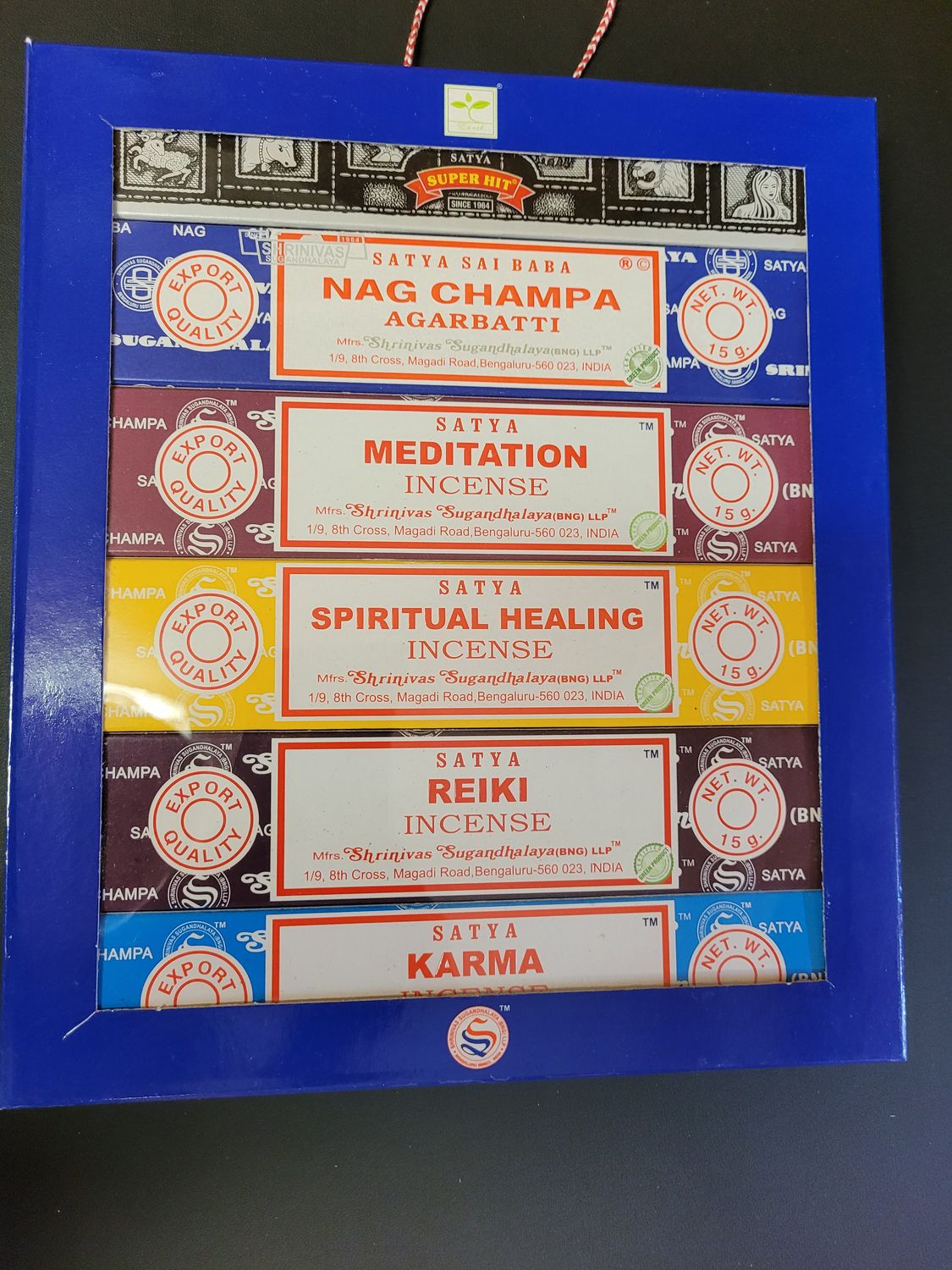 Satya Set of 6 Incense - Nag Champa, Superhit, Meditation, Spiritual Healing, Reiki, Karma