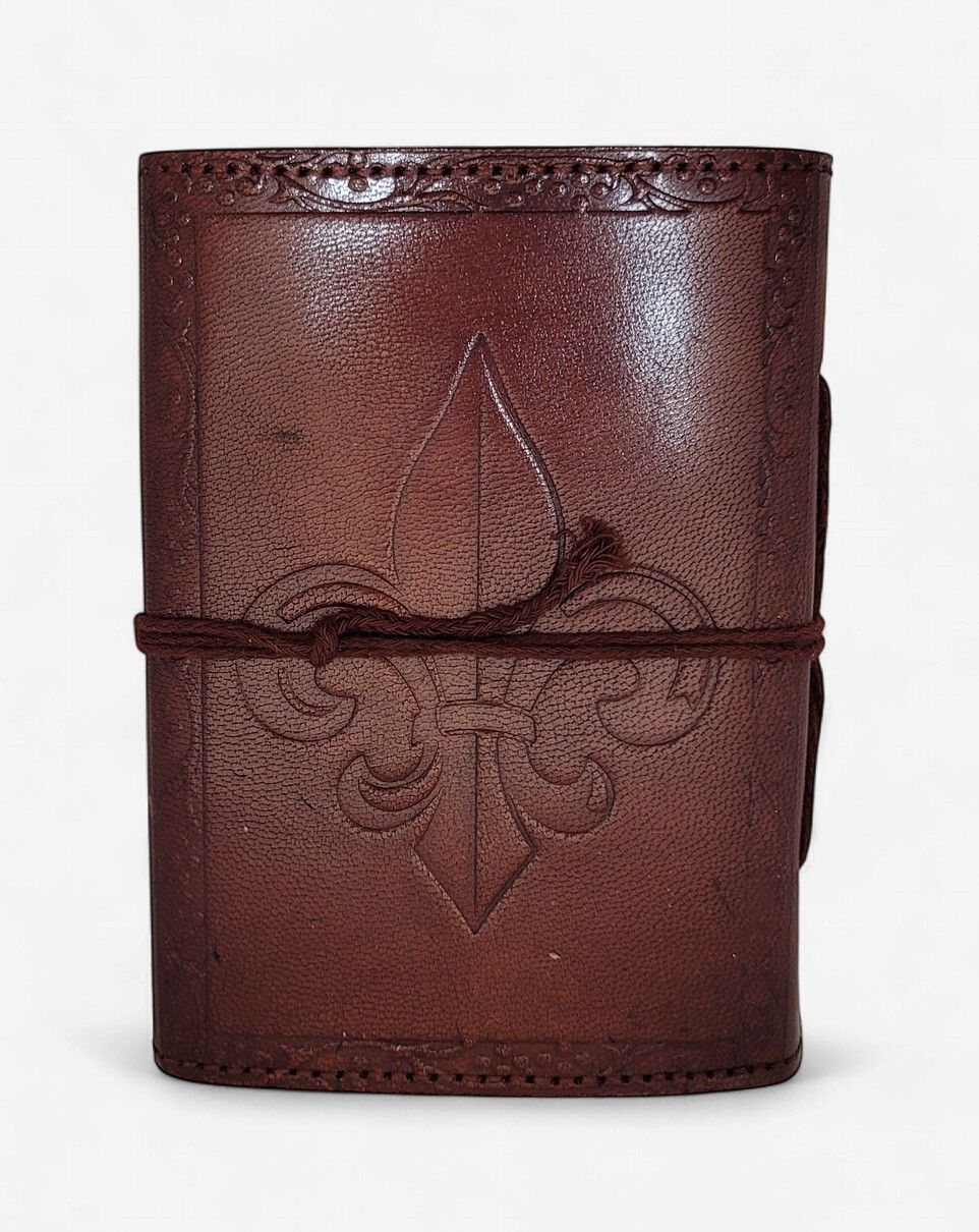 Leather Bound Paper Journal - Fleur-De-Lis (5 x 3.5)