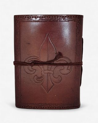 Leather Bound Paper Journal - Fleur-De-Lis (5 x 3.5)