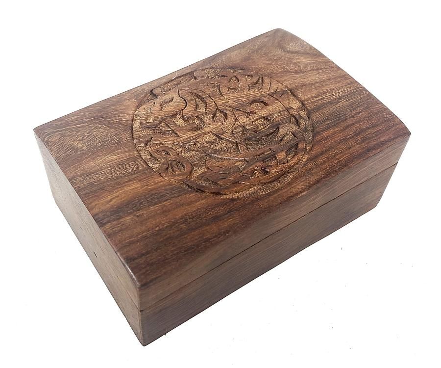 Celtic Horse Carved Wood Box 4x6"
