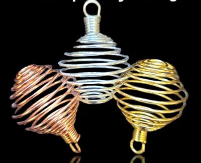 Stone Crystal Cage/Spring Necklace