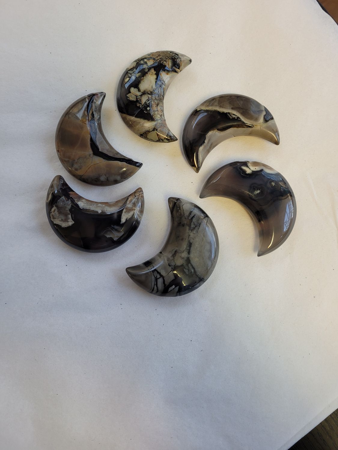 Fluorescent Volcanic Agate Crescent Moon