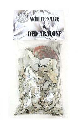 White Sage Loose + Red Abalone Shell