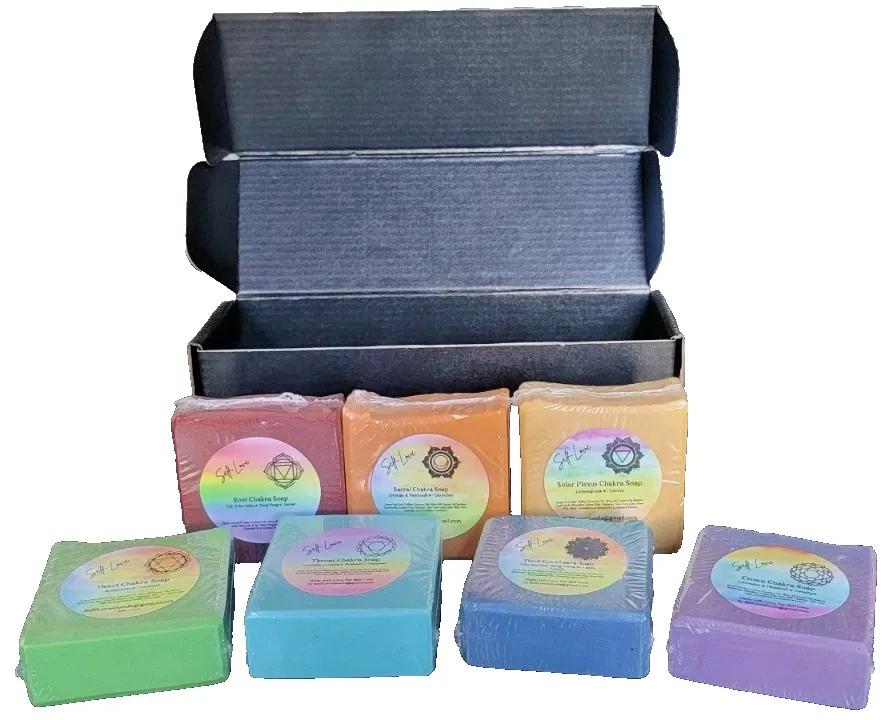 7 Chakra Soap Collection Tallow Gemstone Gift Set