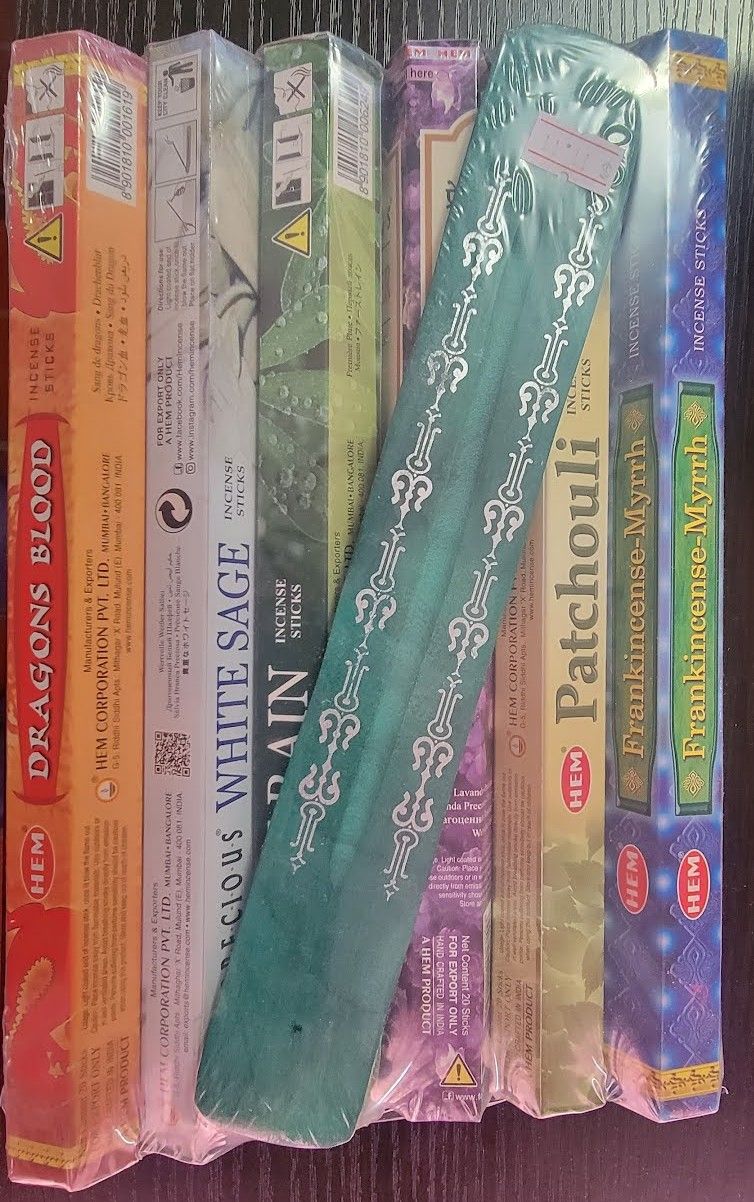 HEM Incense Sticks Lot of 7 Scents Dragon's Blood White Sage Patchouli Frankincense