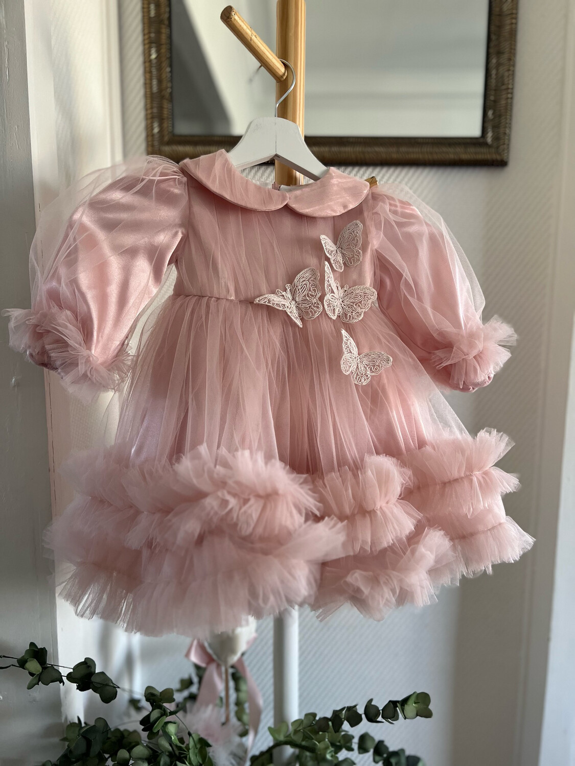 Robe cérémonie fille tulle rose poudrée anniversaire  Butterfly