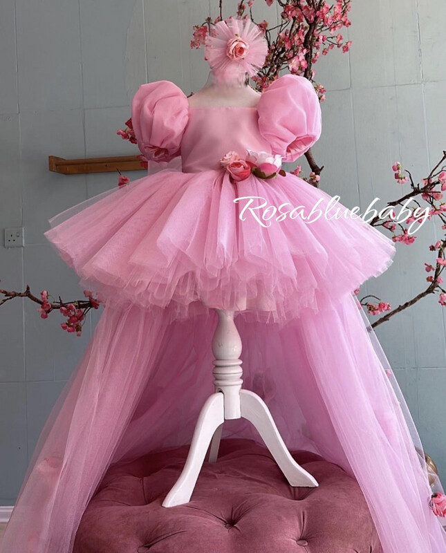 Robe de ceremonie fille barbie  princesse avec traine en Rose Barbie 