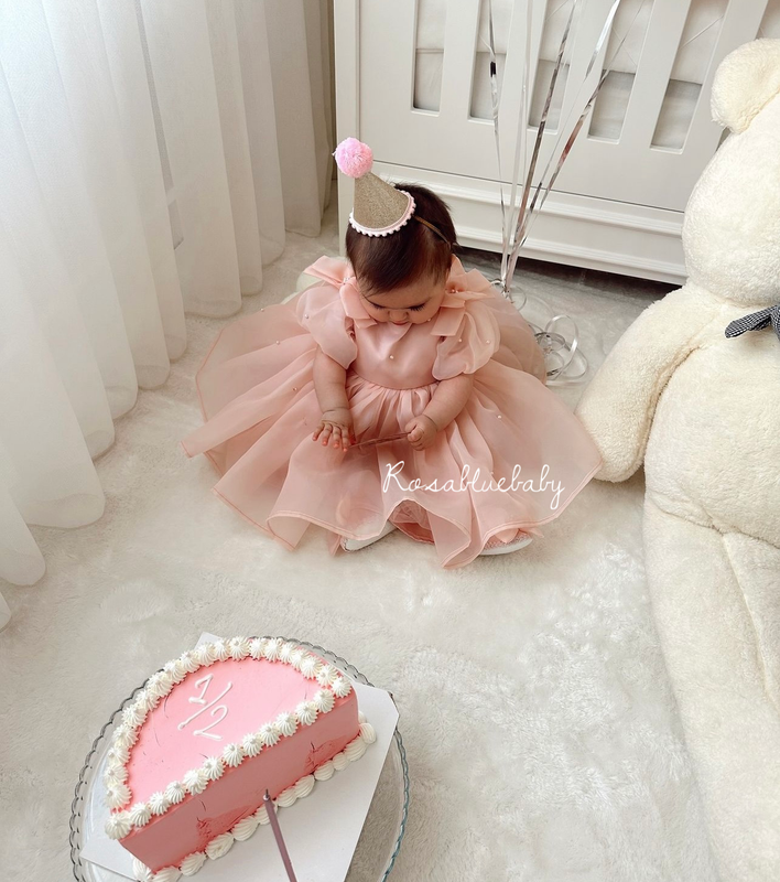 Robe cérémonie bebe fille Cinderella en Organza avec Broderies en perles 