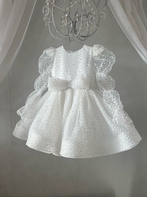 Robe de cérémonie fille Anastasia  blanche avec noeuds 