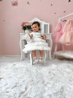 Robe de cérémonie fille Bella blanche  Robe de cérémonie fille Bella blanche