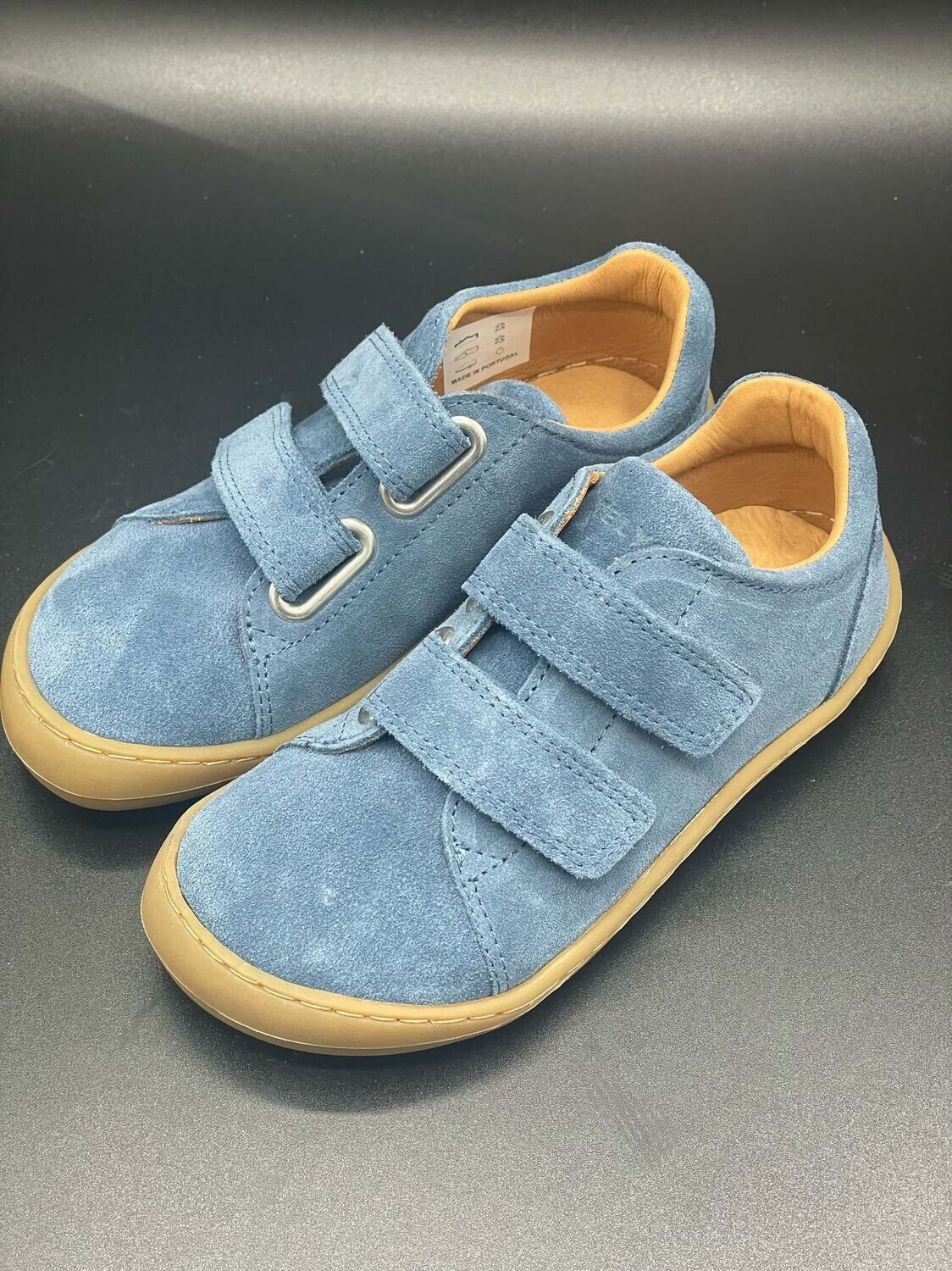 Telyoh Barfußschuh Klett Rauleder "jeans"