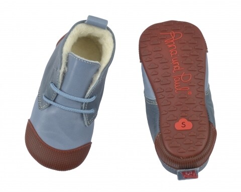 Anna und Paul Krabbelschuh Anna und Paul Krabbelschuh "Robbi" hellblau-jeans Wolle