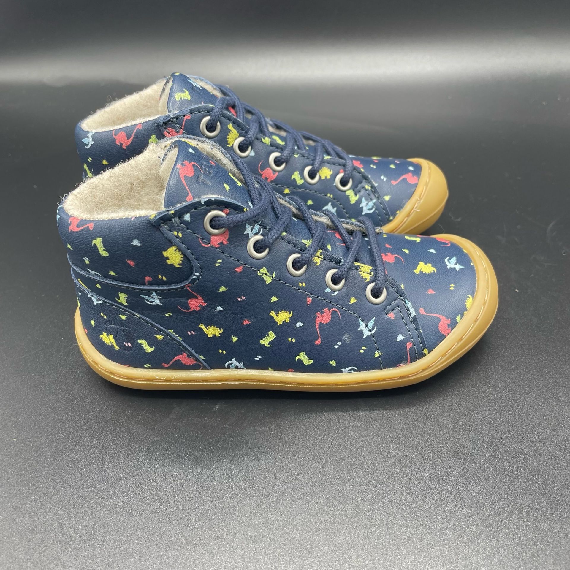 Telyoh Lauflernschuh Dino – Leder & Fleece für Kinderfüße