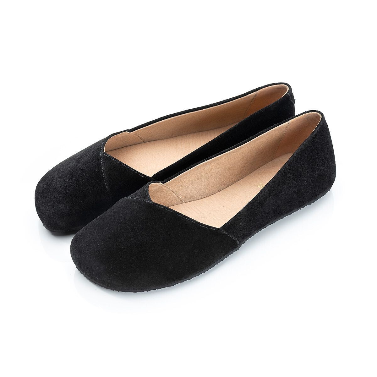 SHAPEN PEONY Ballerina black suede – elegante Silhouette mit barfußgerechter, flexibler Sohle