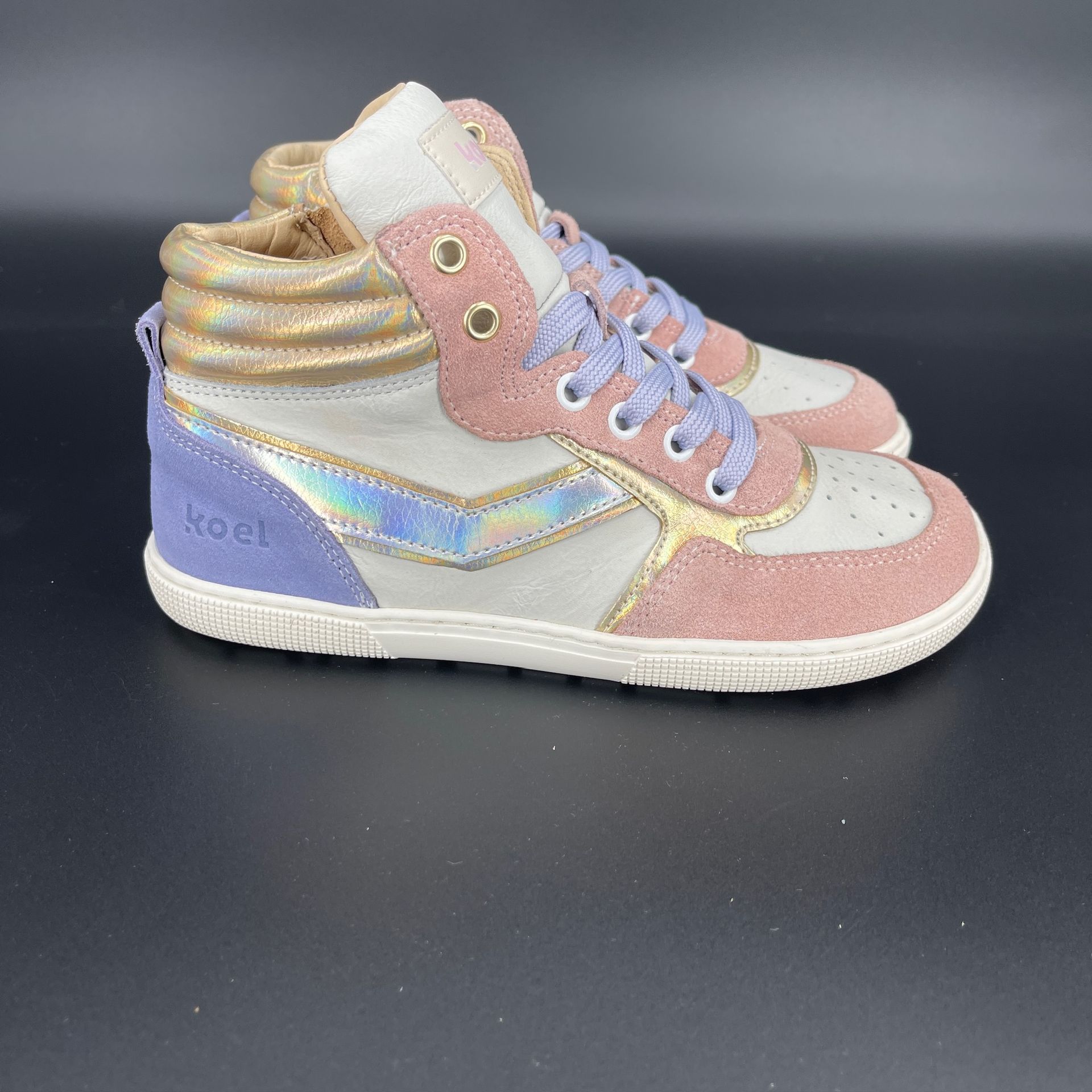 KOEL Danish Nappa pink – Midcut-Barfußschuh in Rosa mit Metallic-Glanz und Schnürung